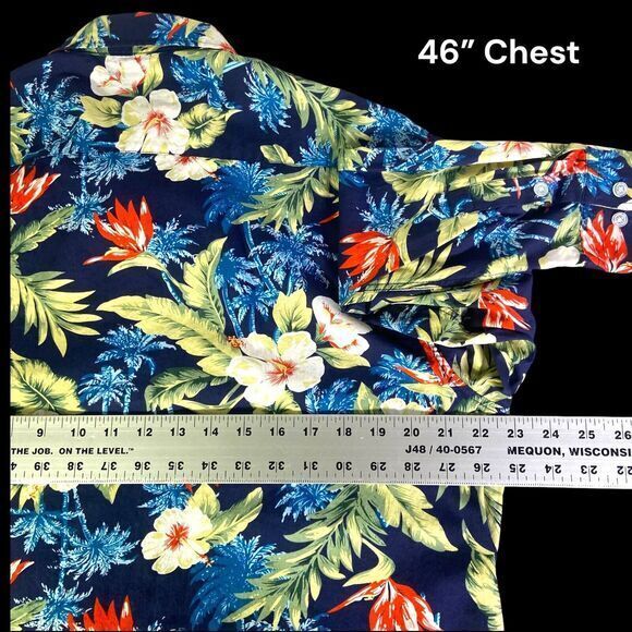 Tunevuse Blue Aloha Tropical Regular Fit Button Up Shirt Long Sleeve Men's Sz XL - Picture 12 of 14